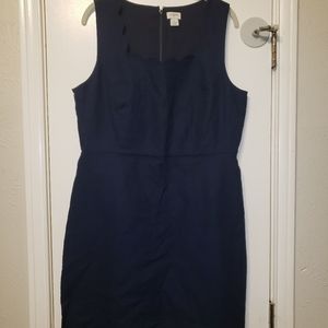 J.Crew Navy Blue Scalloped Sleeveless Cotton Dress 14